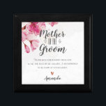 Roze Floral Moeder van de Groom Dank u bericht Cadeaudoosje<br><div class="desc">Roze Floral Moeder van de Groom Dank u het cadeauvakje van het Bericht. Een unieke manier van gezegde Dank u aan de moeder van uw Groom. Een cadeaudoos voor juwelen met roze florale achtergrond met een persoonlijke dankbetuiging is het perfecte geschenk. Pas het door de naam van de bruid te...</div>