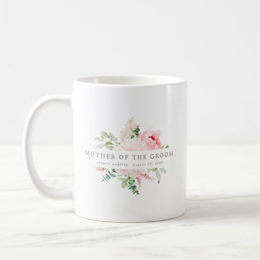 Roze Floral Moeder van de Mok van de Groom Coffee (Links)