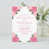Roze Floral Moederdag Brunch Kaart (Staand voorkant)