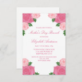 Roze Floral Moederdag Brunch Kaart (Voorkant / Achterkant)
