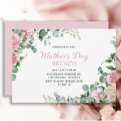 Roze Floral Moederdag Brunch Kaart