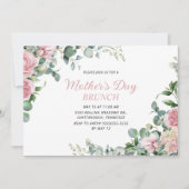 Roze Floral Moederdag Brunch Kaart (Voorkant)