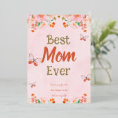 Roze Floral Moederdag Kaart (Staand Voorkant)