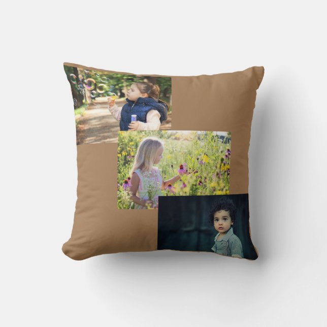 Roze Floral Moederdag mama's drie foto's cubs Kussen (Voorkant)