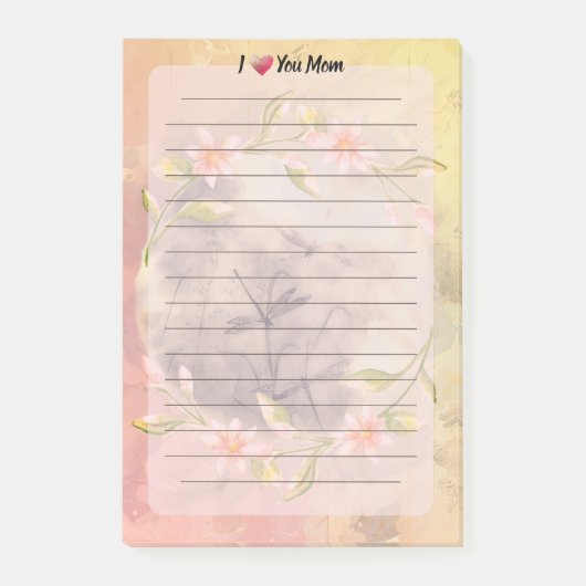 Roze Floral Moederdag Post-it® Notes (Voorkant)