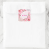 Roze Floral Moederdag Vierkante Sticker (Tas)