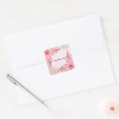 Roze Floral Moederdag Vierkante Sticker (Envelop)