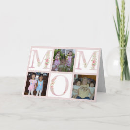 Roze Floral MOM Foto Collage Happy Mothers Day Kaart