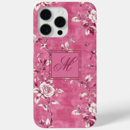 Roze Floral Monogram iPhone 15 Pro Max Hoesje