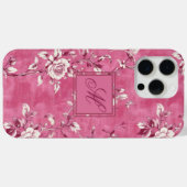 Roze Floral Monogram Case-Mate iPhone Case (Achterkant (horizontaal))