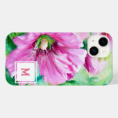 Roze Floral Monogram Case-Mate iPhone Case (Achterkant (horizontaal))