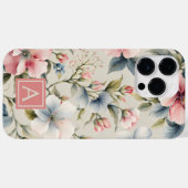 Roze Floral Monogram Case-Mate iPhone Case (Achterkant (horizontaal))