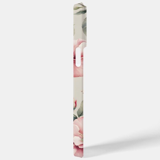 Roze Floral Monogram Case-Mate iPhone Case (Achterkant / Rechts)