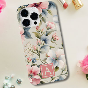 Roze Floral Monogram Case-Mate iPhone 14 Pro Max Hoesje