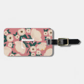 Roze Floral Monogram Chic Bagagelabel (Voorkant horizontaal)