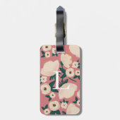 Roze Floral Monogram Chic Bagagelabel (Achterkant verticaal)