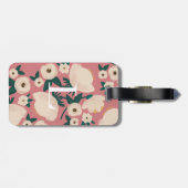 Roze Floral Monogram Chic Bagagelabel (Achterkant horizontaal)
