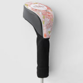 Roze Floral Monogram Gepersonaliseerde naam Golfheadcover (Schuin)