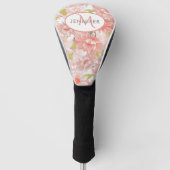 Roze Floral Monogram Gepersonaliseerde naam Golfheadcover (Voorkant)