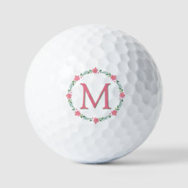Roze Floral Monogram Golfballen