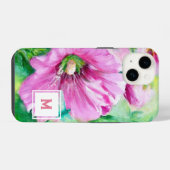 Roze Floral Monogram iPhone Hoesje (Achterkant horizontaal)