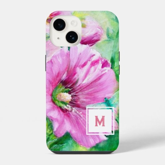 Roze Floral Monogram iPhone Hoesje (Achterkant)