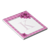 Roze Floral Monogram Notitieblok (Schuin)
