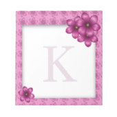 Roze Floral Monogram Notitieblok (Voorkant)