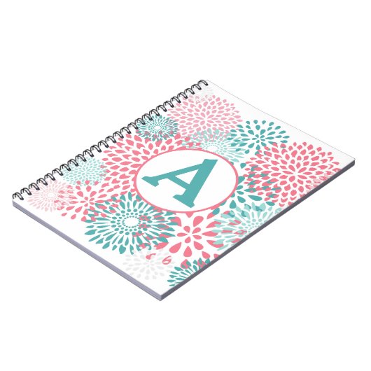 Roze Floral Monogram Notitieboek (Linkerzijde)