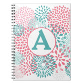 Roze Floral Monogram Notitieboek (Voorkant)