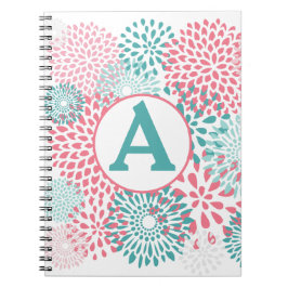 Roze Floral Monogram Notitieboek