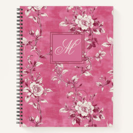 Roze Floral Monogram Notitieboek