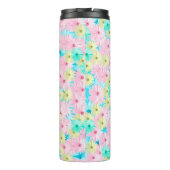 Roze Floral Monogram Thermal Tumbler Thermosbeker (Achterkant)