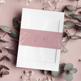 Roze Floral Monogram Uitnodigingen Wikkel