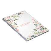 Roze Floral Monogram Waterverf Gepersonaliseerde n Notitieboek (Rechterzijde)