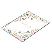 Roze Floral Monogram Waterverf Gepersonaliseerde n Notitieboek (Linkerzijde)