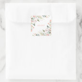 Roze Floral Monogram Waterverf Gepersonaliseerde n Vierkante Sticker (Tas)
