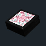 Roze Floral Monogram White Cadeaudoosje<br><div class="desc">Deze  cadeaudoos heeft een roze florale achtergrond. Personaliseer het monogram van uw keuze.</div>