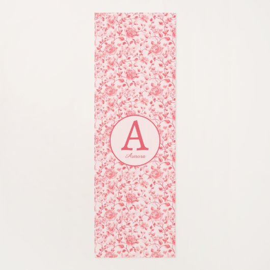 Roze Floral Monogram Yogamat (Achterkant)
