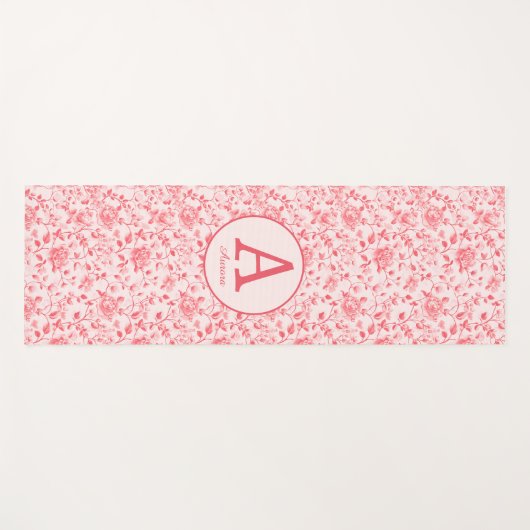 Roze Floral Monogram Yogamat (Voorkant (horizontaal))