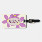 Roze Floral Monogrammed Bagagelabel (Voorkant horizontaal)