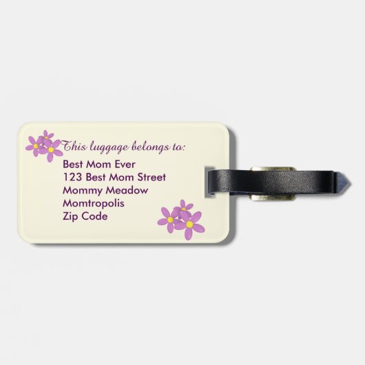 Roze Floral Monogrammed Bagagelabel (Achterkant horizontaal)