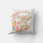 Roze Floral Moon Elephant Baby Girl Birth Stats Kussen (Achterkant)