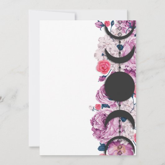 Roze Floral Moon Phase Wiccan Handfasting Kaart (Achterkant)
