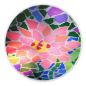 Roze Floral Mosaic Ceramic Knob Keramische Knop (Voorkant)