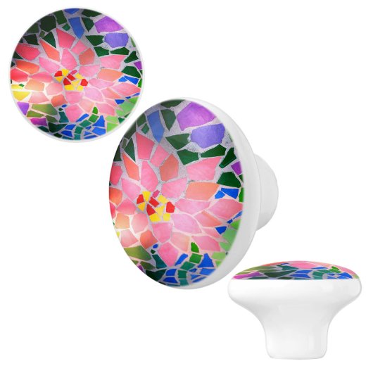 Roze Floral Mosaic Ceramic Knob Keramische Knop