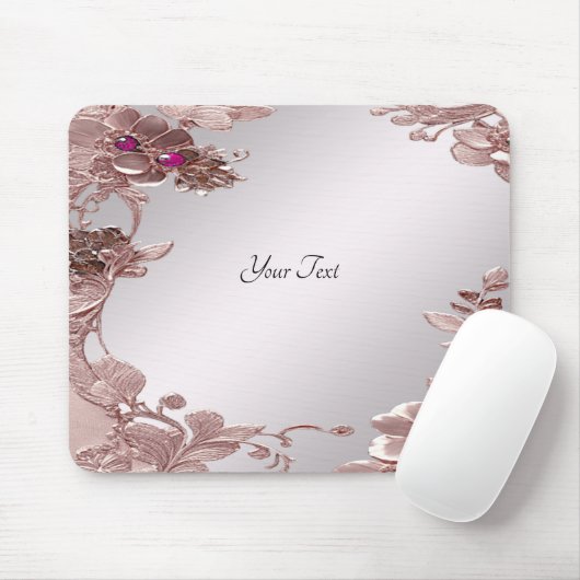 Roze Floral Mousepad Muismat (Met muis)
