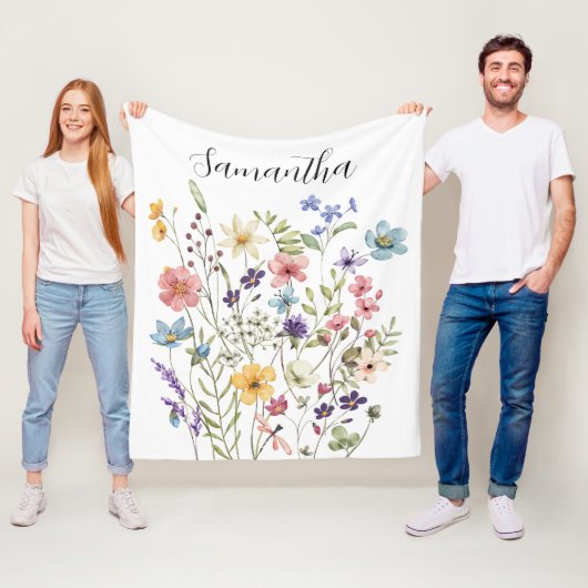 Roze Floral Name Fleece Deken (In situ)