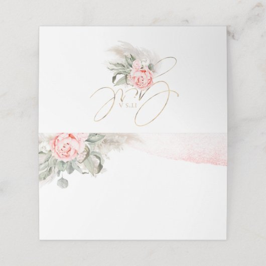 Roze Floral Name Kaarten Plaatskaartje (Buitenkant ongevouwen)