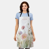 Roze Floral Name Schort (Gedragen)